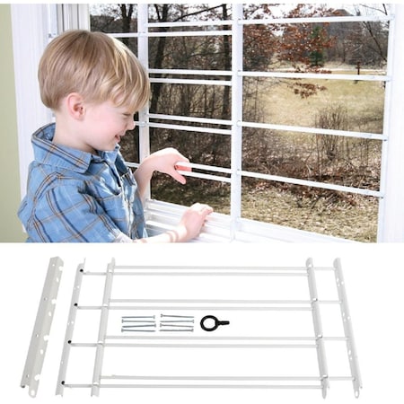 Knape & Vogt John Sterling Corp Hinged White Enamel 4-Bar Child Safety & Window Security Guard 1134